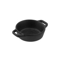 Cast iron look cute restaurant used ceramic black dishes round mini dish