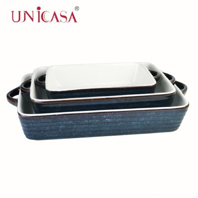 Ceramic Bakeware Stoneware Rectangular baking dish Rectangular baker Reactive Glazed Blue