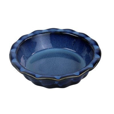 Wholesale Popular Ceramic Bakeware Plate Household Embossed Pie Dish Blue Pie Pan