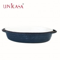 Ceramic Bakeware Stoneware Oval baking dish Oval baker Reactive Glazed Blue