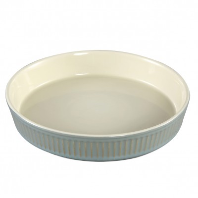 New Reactive Glazed Ceramic Baking Pan Round Baking Dish With Strips For Bread /Pizza