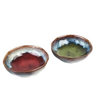 2020 New Creative Reactive glaze stoneware glazed ceramic vinegar soy sauce dish snack mini plate dinnerware